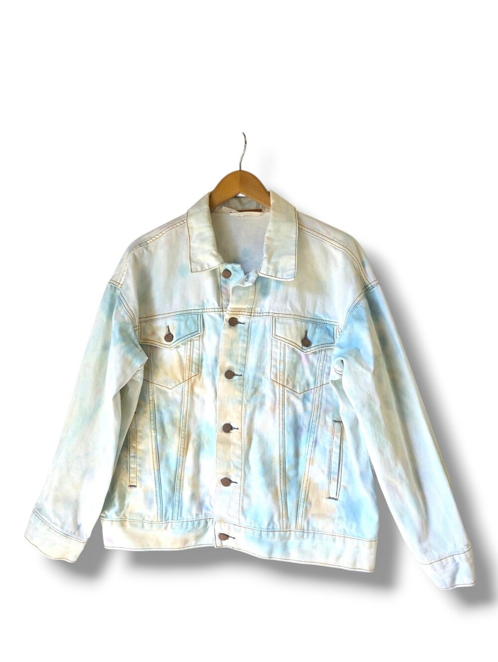 Free People Cream Tie-dye Button-up Denim Jacket Size XS/S